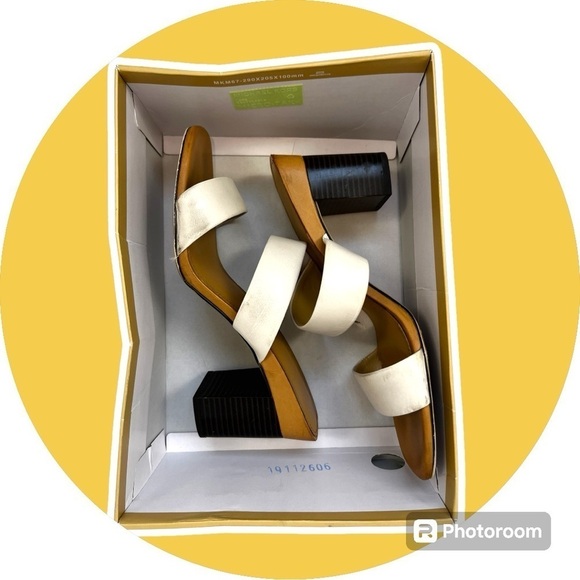 Michael Michael Kors Glenda slide leather 9.5 M chunky wedge slip on sandals - Picture 1 of 4